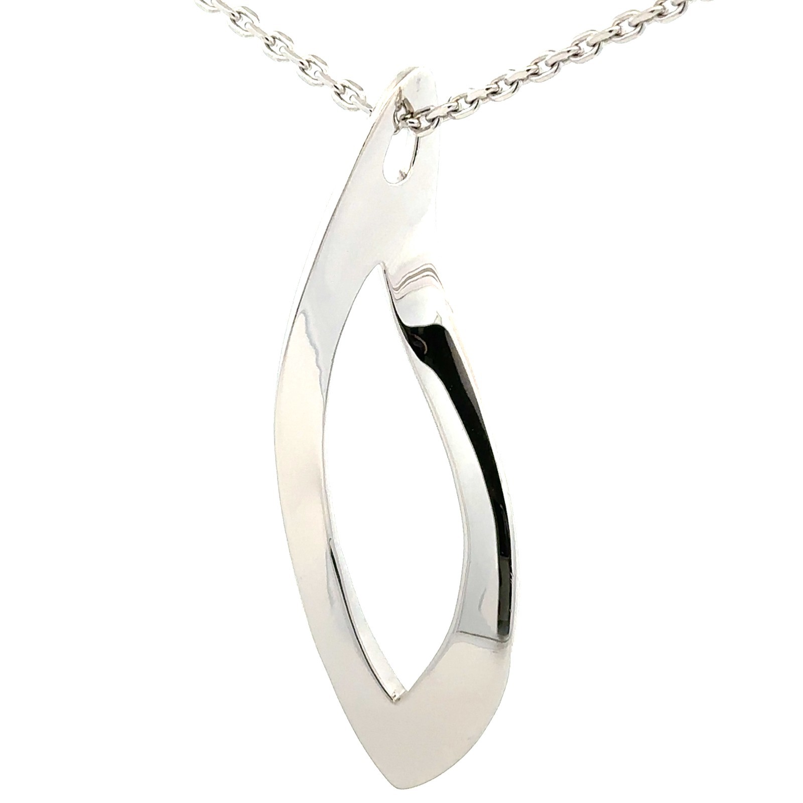 ELLE Sterling Silver Freeform Necklace (1 x 2 3/4 inch) Chain 24 Inch