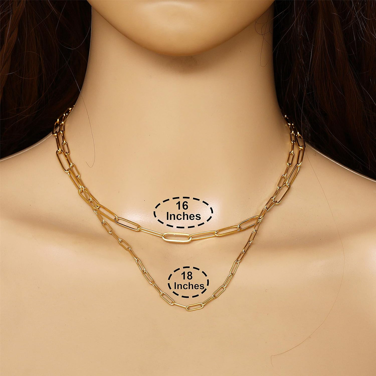 18K Gold Paperclip Chain Link Necklace Dainty Paperclip Link Chain Layered Neckl