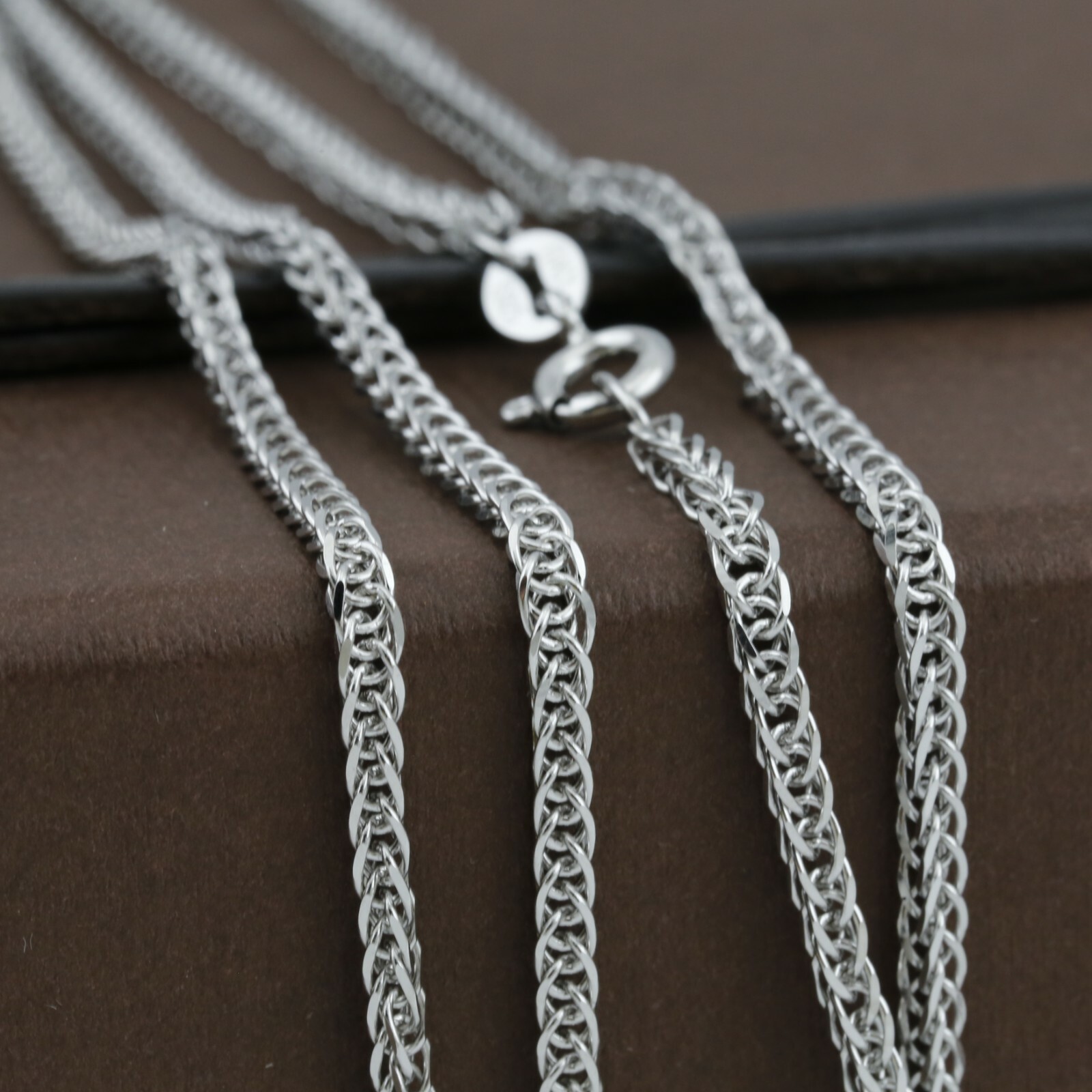925 Solid Sterling Silver Foxtail Chain 70cm Italy Made