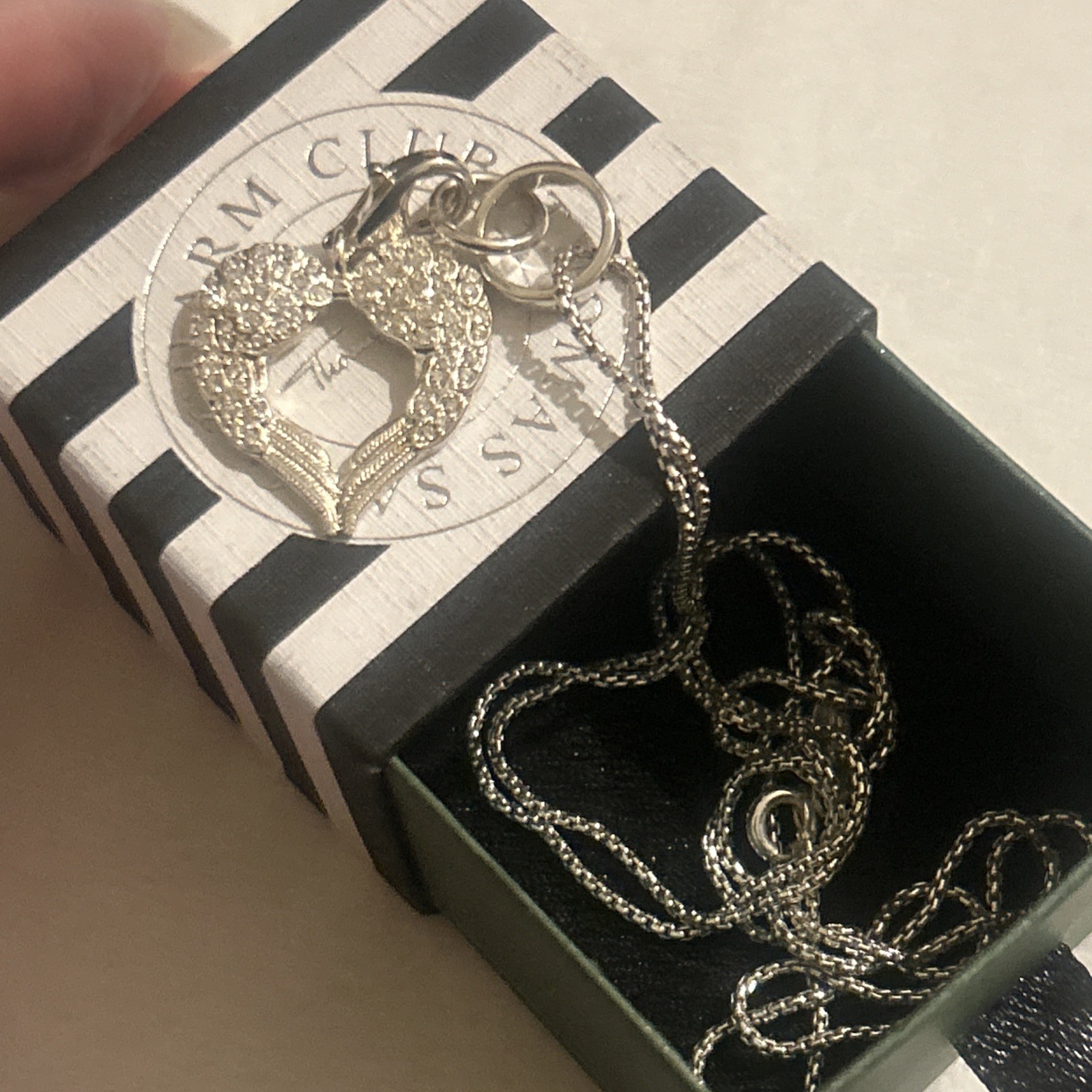 Rare Thomas Sabo 925 Silver Sparkly Clear Stone Set Heart Pendant 70cm TS Chain