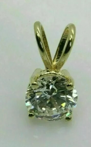 1.95Ct Round MOISSANITE Solitaire Pendant 10K Solid Yellow Gold with 925 Chain