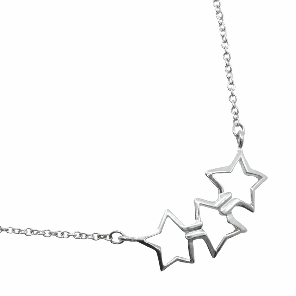 Tiffany & Co. Triple Star Necklace Silver 925 Ladies 17.3 in
