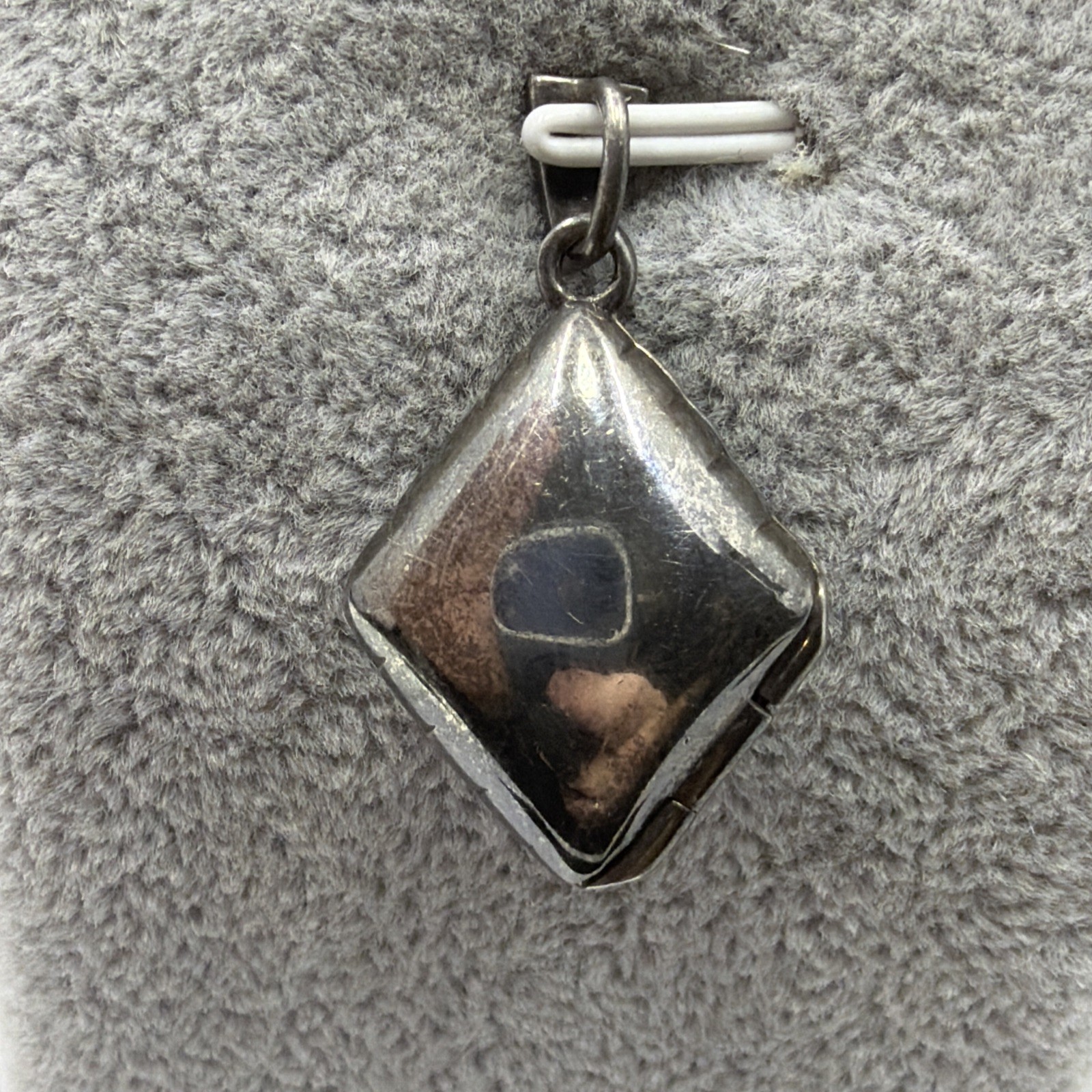 Vintage Look Sterling Silver 925 Marcasite Diamond Shaped Locket Pendant 1.25”