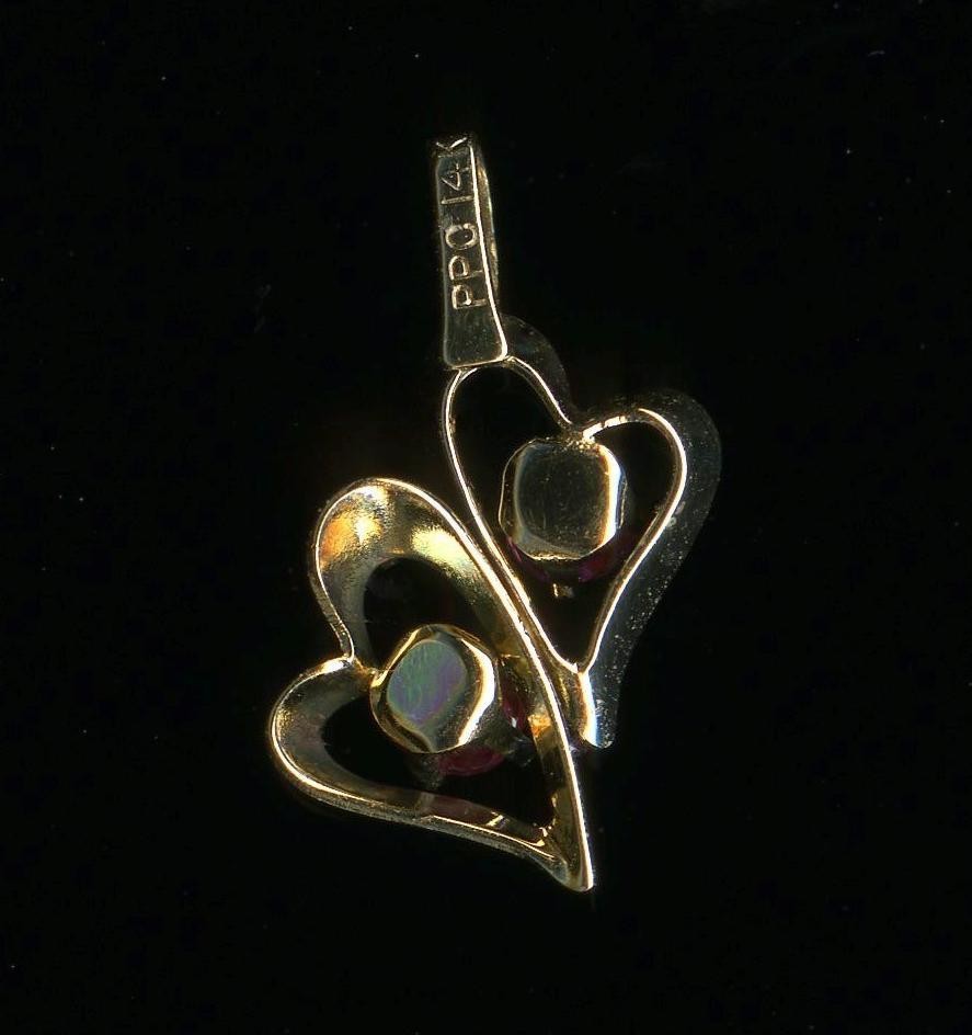 New 14K 16mm Solid Yellow Gold Round Cut Red Ruby Gemstone Heart Pendant (TV