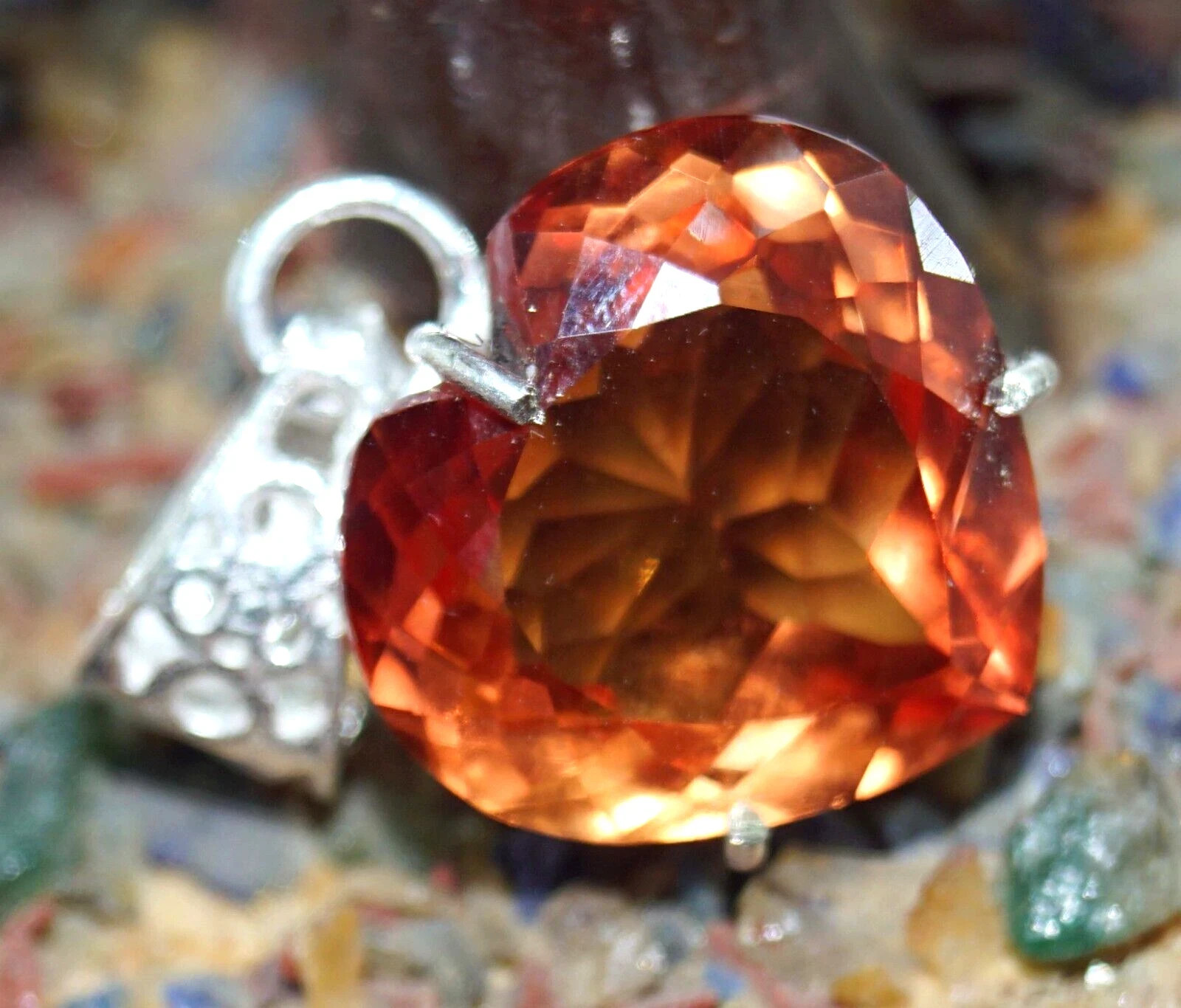 Natural Orange Sapphire 18 Ct Heart Cut 925 Solid Silver Pendant Gemstone+ Gift