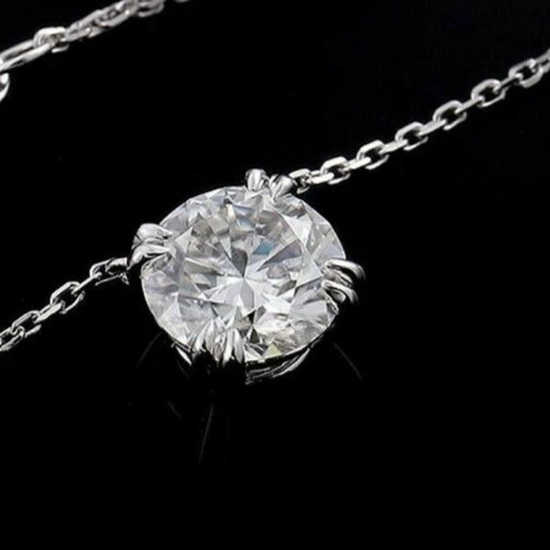 RARE 6.00 Ct White Diamond Solitaire Pendant Necklace-Free Diamond Studs !