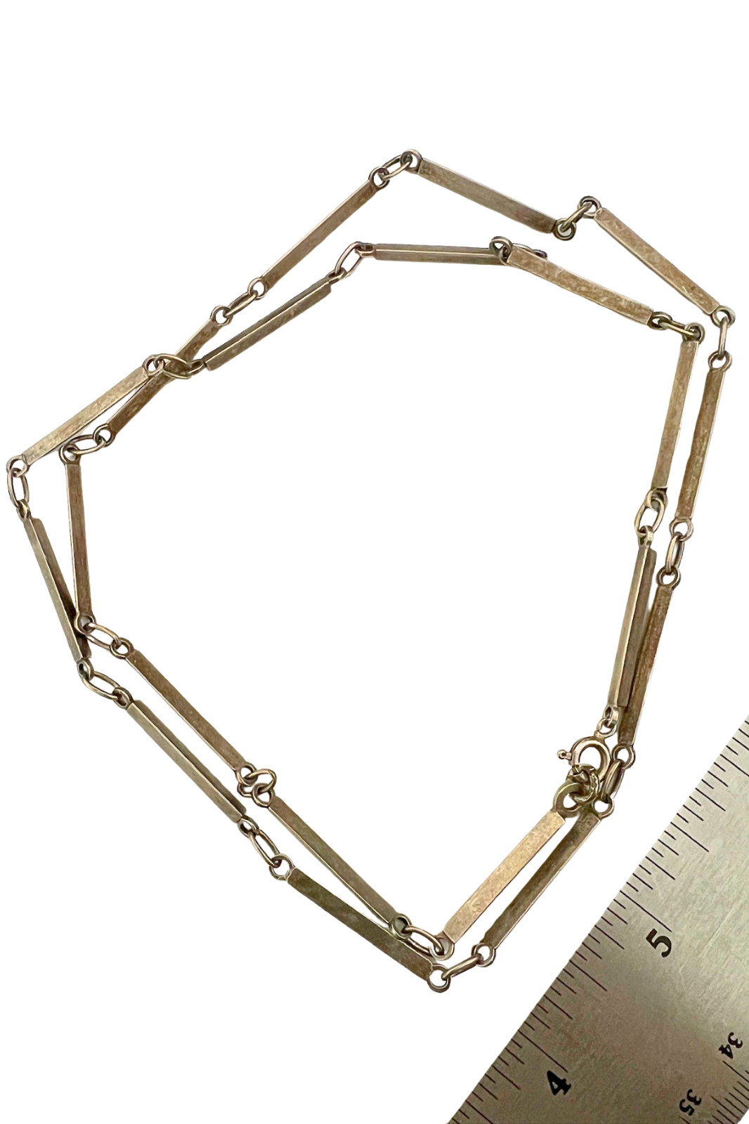 Vintage UnoAErre 800 Silver Geometric Triangle Bar Link Necklace Italy 28.5″ 29g