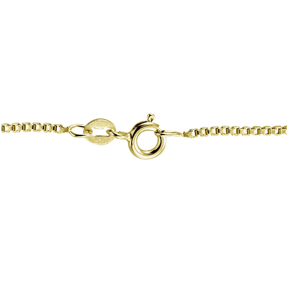 Gold Tone on Sterling Silver 1.45mm Italian Box Chain Necklace in Lengths 16-30″