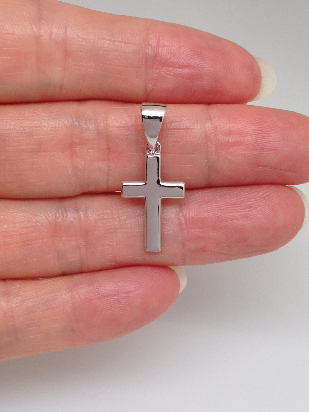 925 Sterling Silver Small Plain Cross Pendant Men Women 16.5mm(0.65″) /26mm