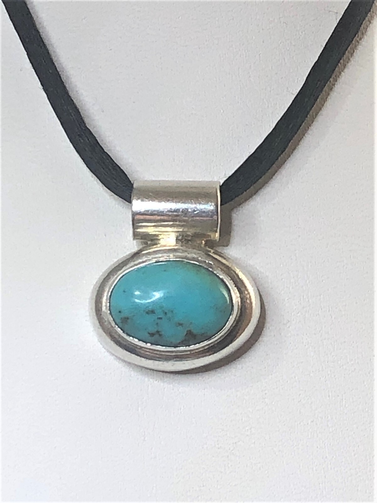 ATI Mexico Sterling Silver Turquoise Slider Pendant Necklace