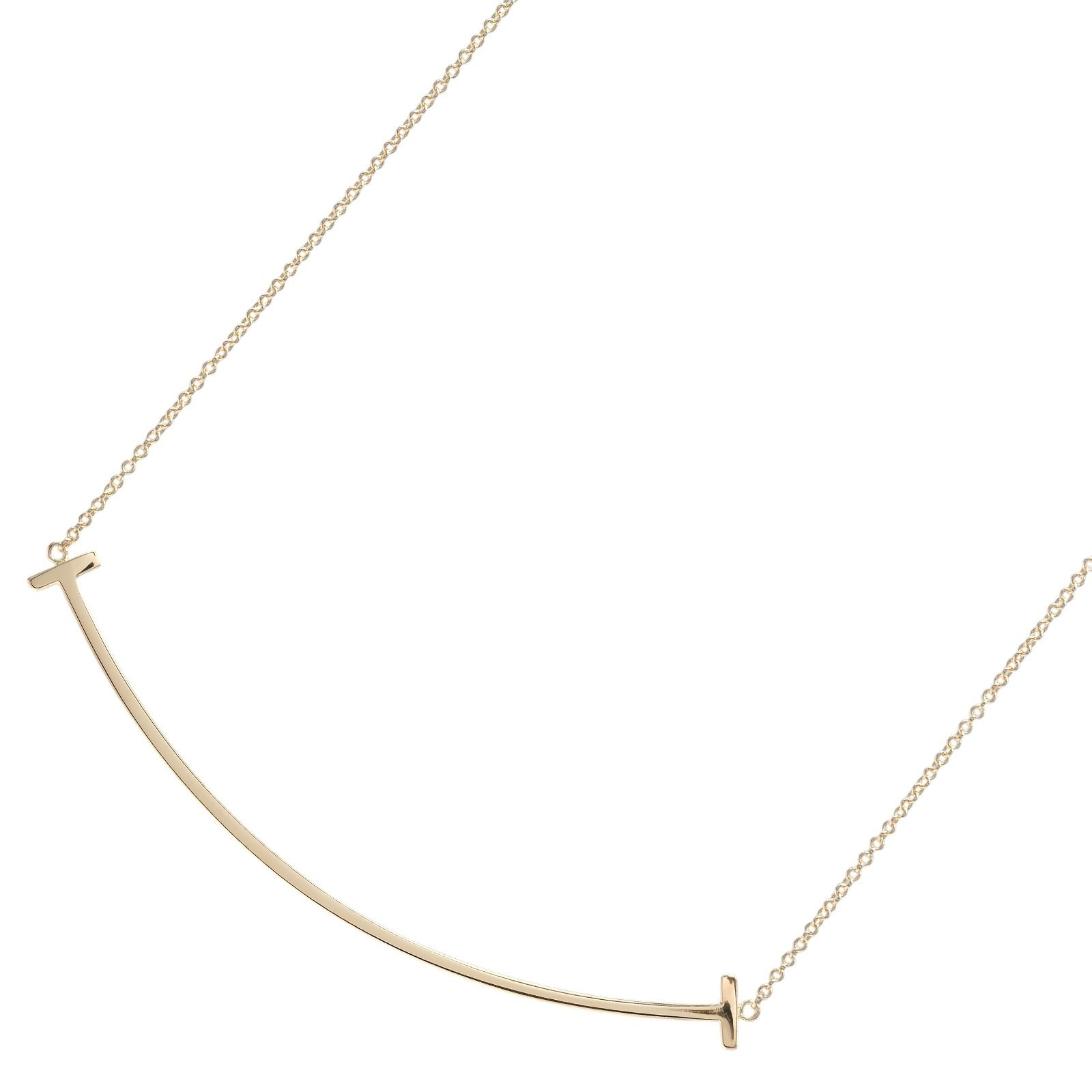 Tiffany & Co. T Smile Large Necklace K18 Rose Gold 17.3in Pink Gold
