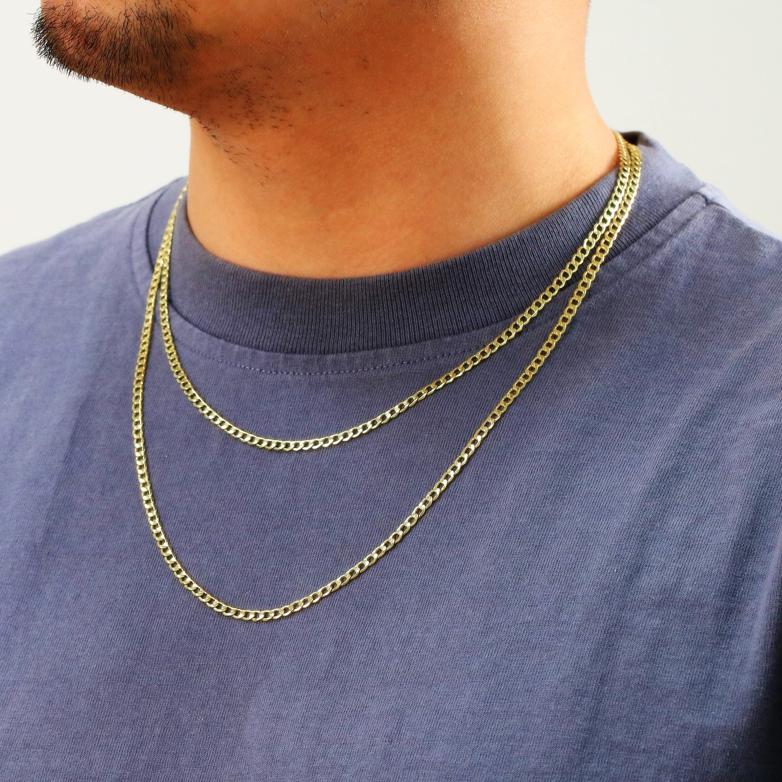 10K Yellow Gold 3.5mm Curb Cuban Link Chain Pendant Necklace Mens Womens 16″-30″