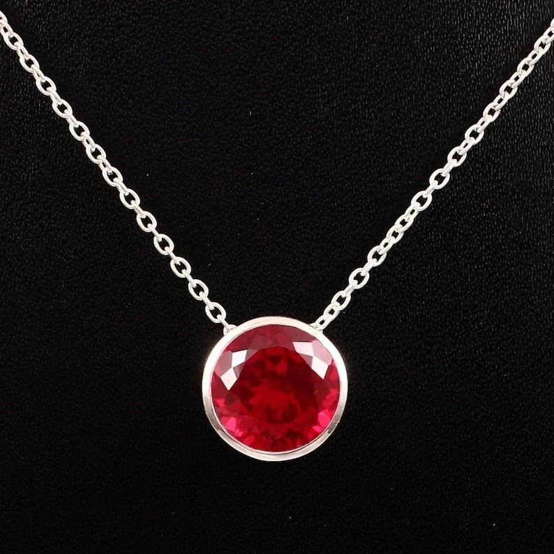 13 Ct Certified Natural Red Ruby Pendant in 925 Sterling Silver with Chain