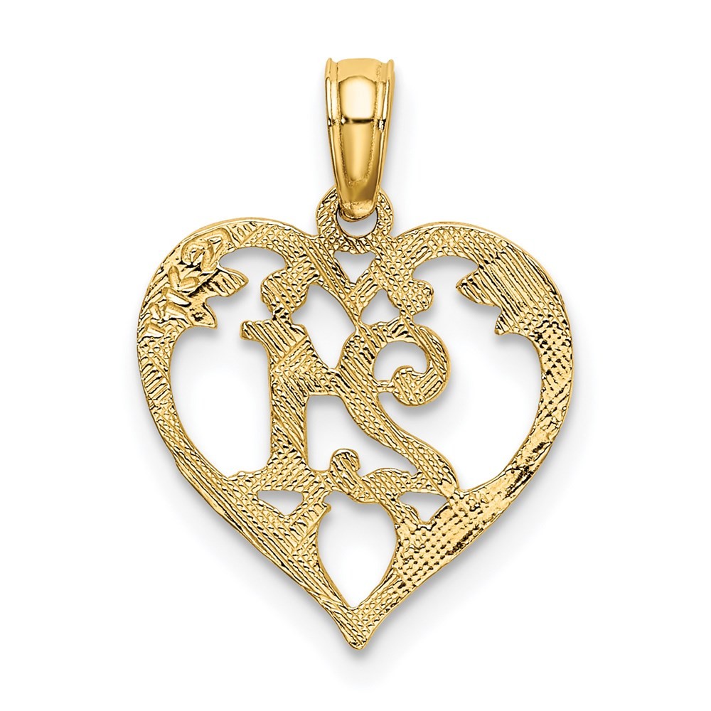 14k Yellow Gold 21 In Heart Charm Pendant for Women 0.75g, L-17.9mm, W-13.8mm