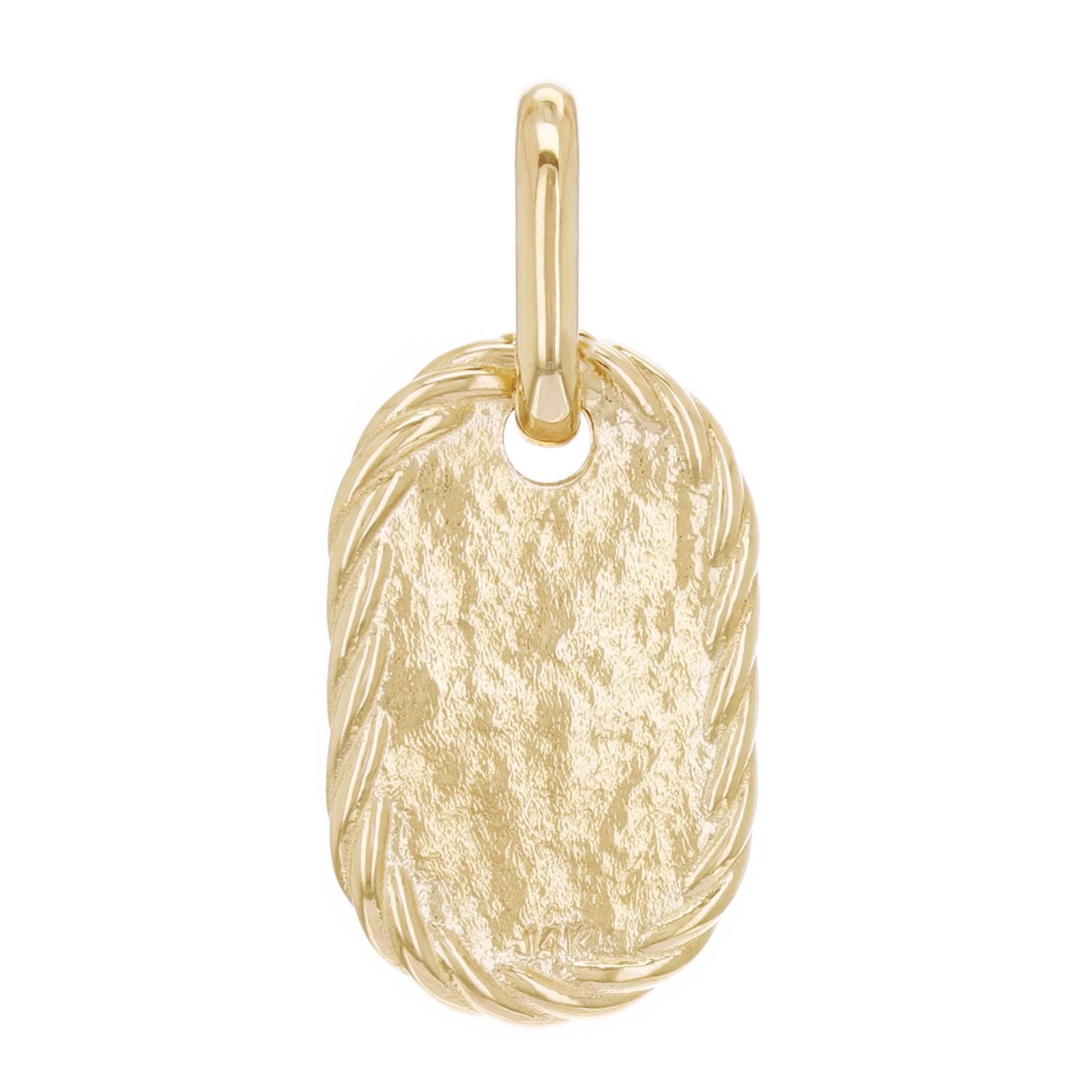 10k Yellow Gold Solid Hammered Finish Dog Tag Charm Pendant 1″ 3.3 grams