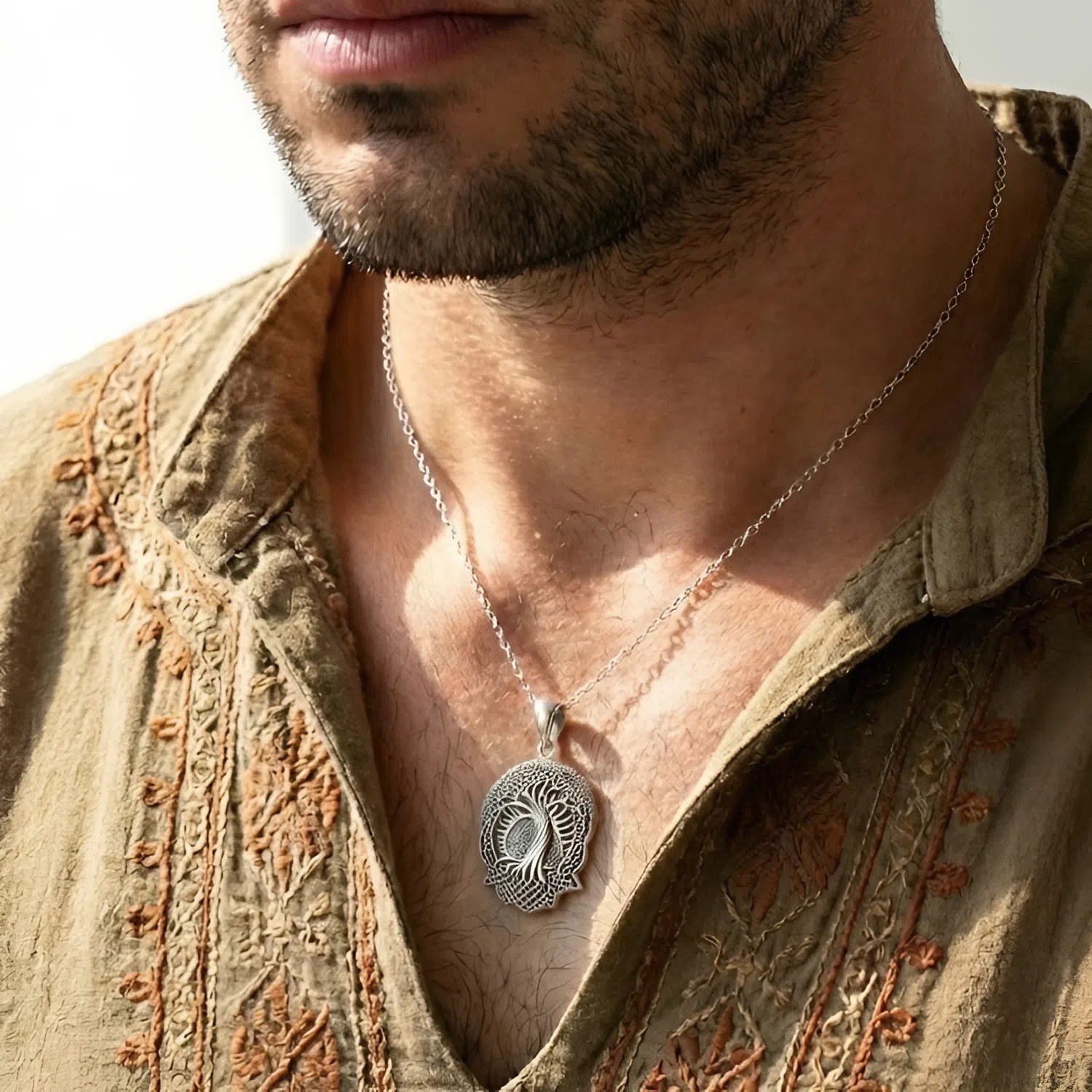 Tree of Life Pendant Sterling Silver Celtic Knot Jewelry Yggdrasil Sun Moon