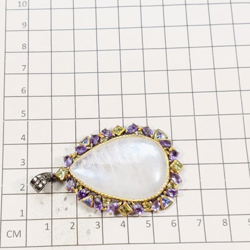 Fashion 45 ct+ Natural Moonstone Pendant 925 Sterling Silver /NP55091