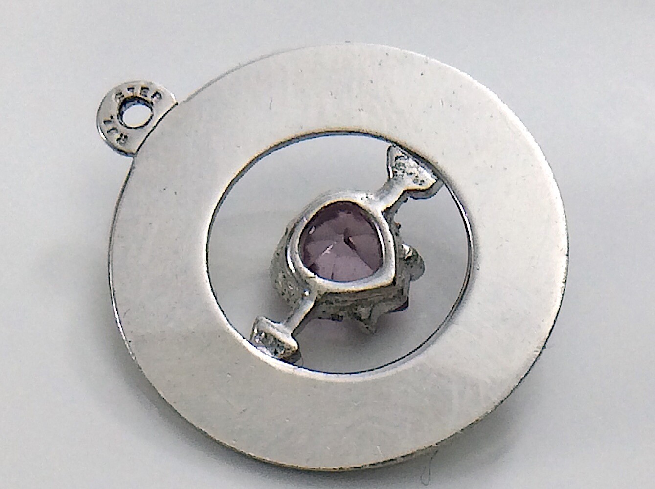 Birthday Month of June Pink Stone Arrow Silver Charm Pendant 1.7g 0.75in I957