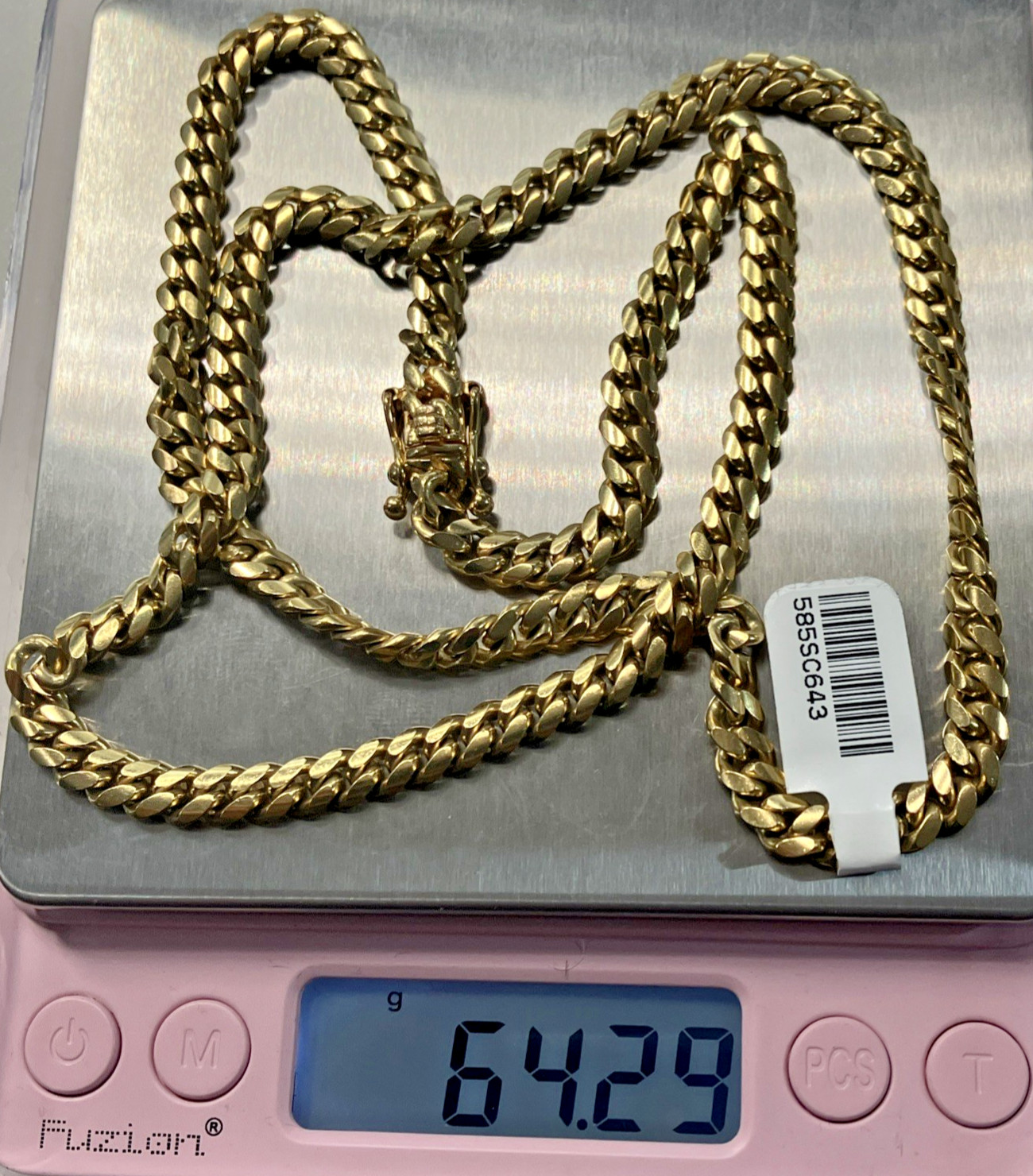 14kt Real Gold Solid Cuban Chain 64.25grams 5.85mm 24.25” M Brand New w/Tag 14K