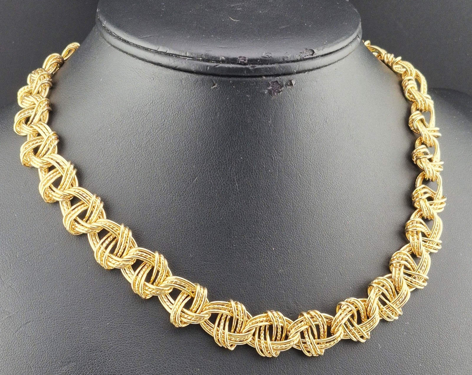 Signed OT 925 Turkey Vermeil Gold Over Sterling Cross Woven Chain 18″ Necklace