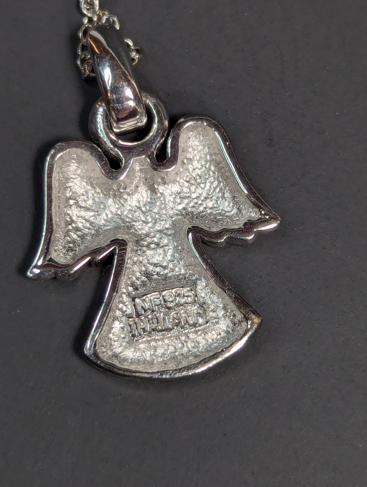 NF 925 Sterling Silver Angel Pendant 18″ Chain Necklace Thailand