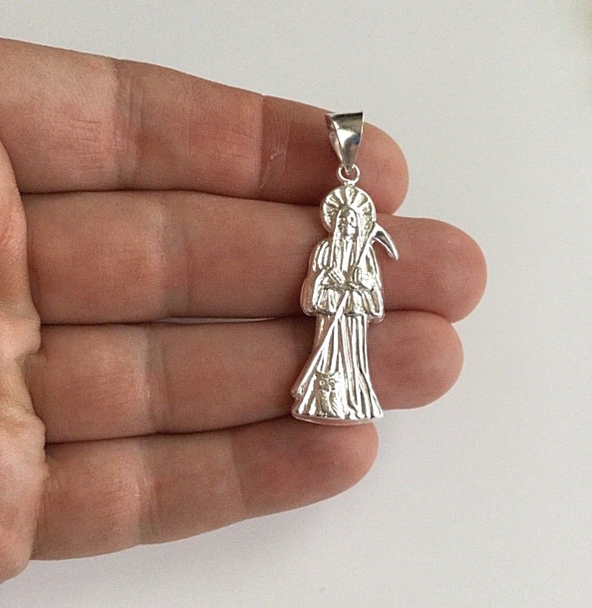 925 SILVER GRIM REAPER PENDANT / PLATA DIJE DE LA SANTA MUERTE – 45×14 mm