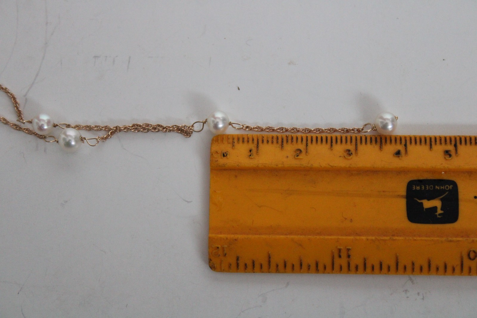 Vintage 14k Yellow Gold & Pearl Y Drop Dangle Necklace, HZ (16.25″)
