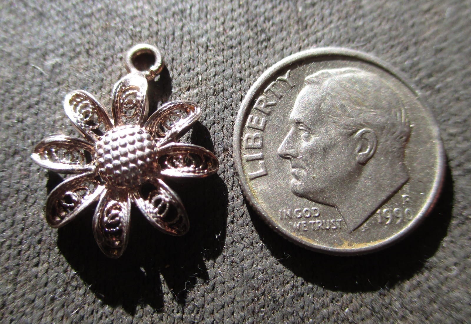 .925 STERLING SILVER SUNFLOWER CHARM PENDANT 1 gr (NEW)