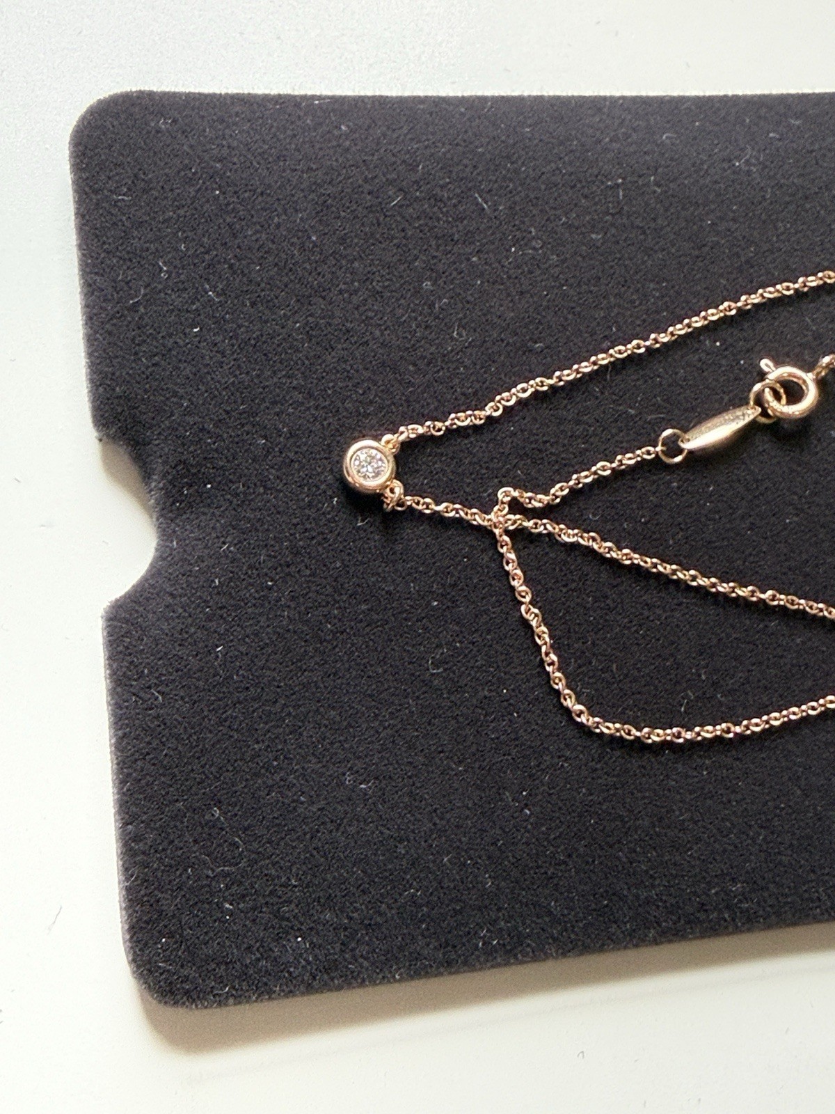 Tiffany and Co Elsa Peretti Rose Gold Single Diamond Necklace