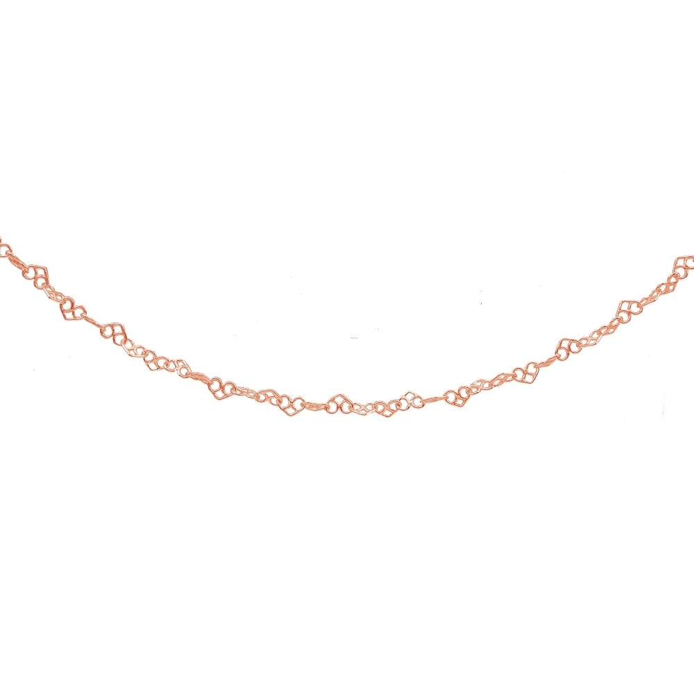 Rose Gold Tone over Silver Intertwining Hearts Link Chain Necklace, 18 Inches
