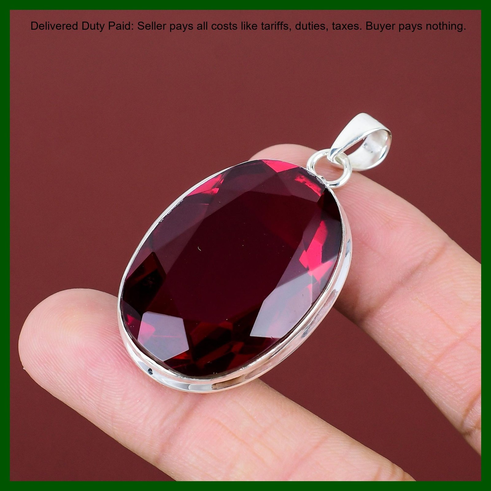 Oval Rubellite Stone Anniversary Sister Birthday Wedding Boho Pendant 925 Silver