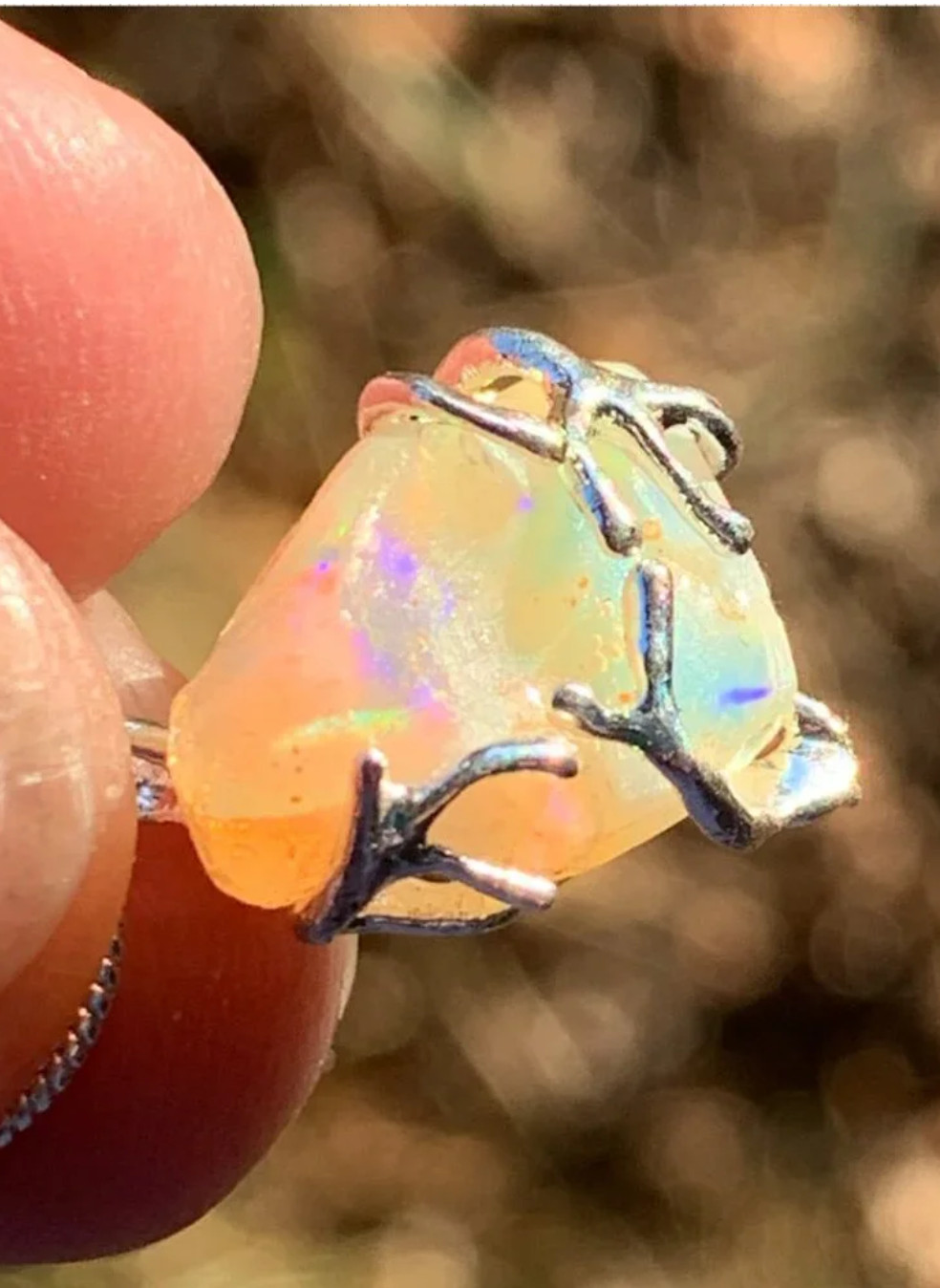 Angel Opal Sparkler Silver Necklace