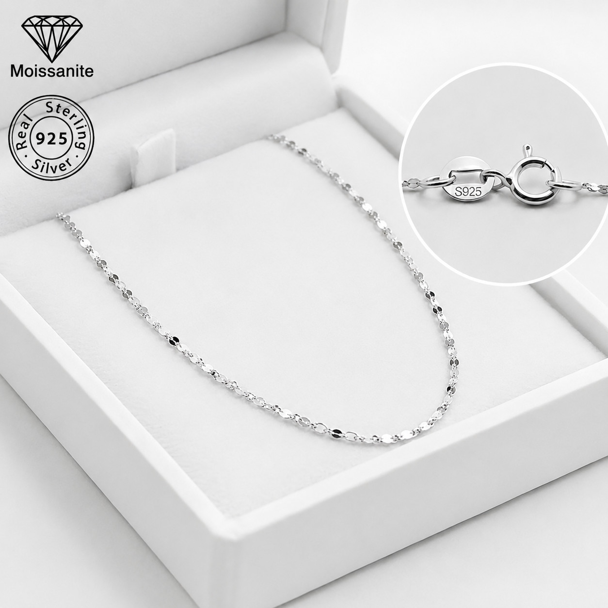 Sparkle Chain Necklace-18″ (45cm) | 925 Sterling Silver