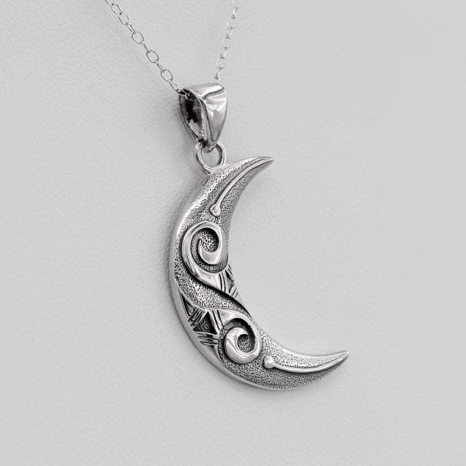 Large Celtic Knot Sterling Silver Crescent Moon Lunar Pendant Jewelry