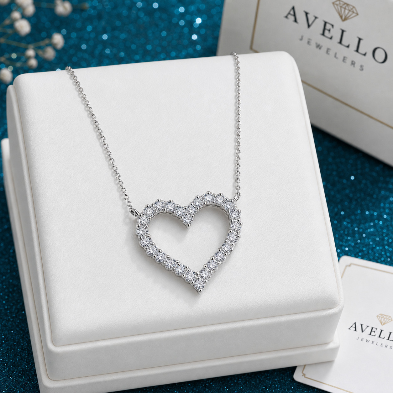 GRA-Certified 2 Carat Moissanite Heart Cable Chain Necklace 925 Sterling Silver