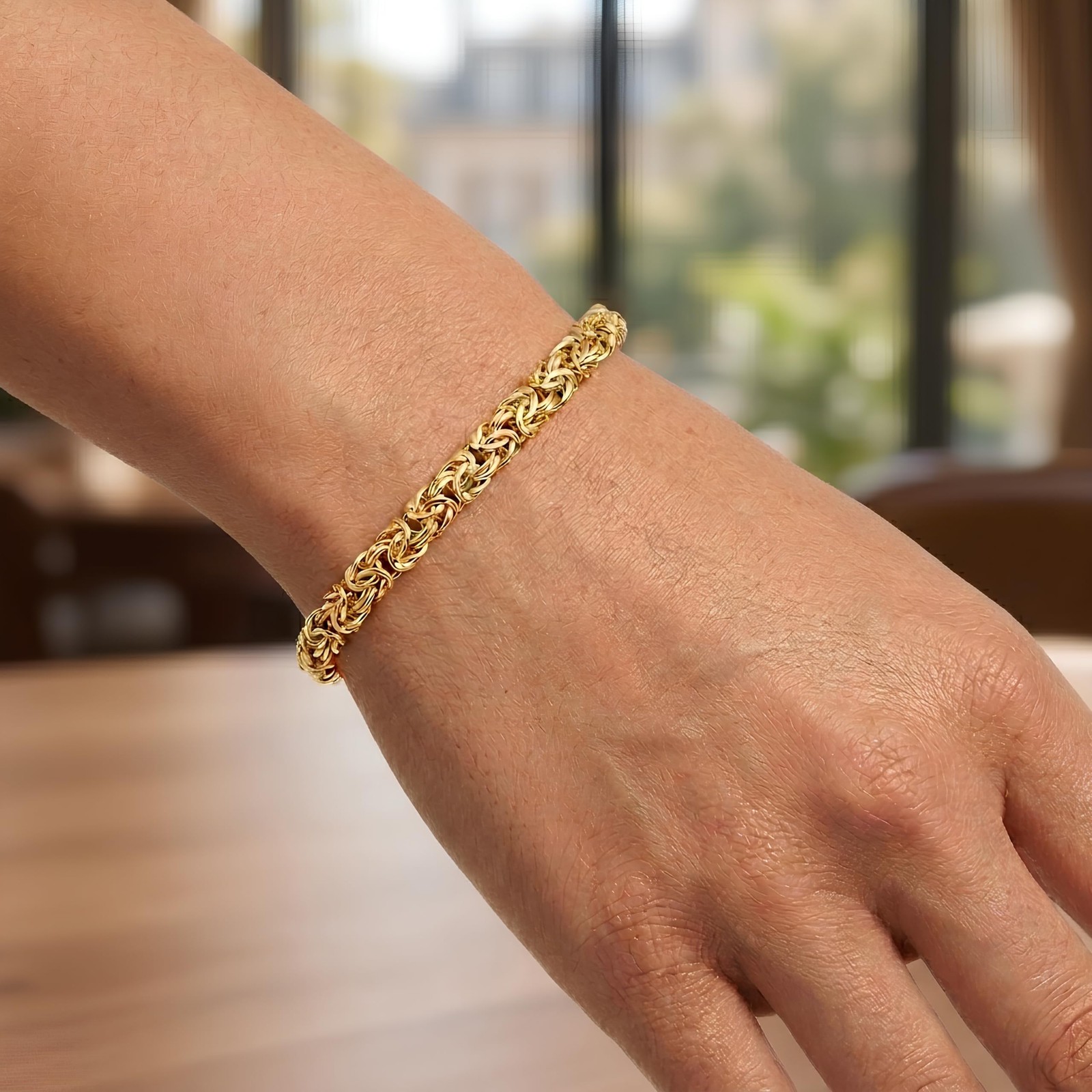 Floreo 14k Yellow Gold 6mm Byzantine Link Bracelet, 7.25 Inch