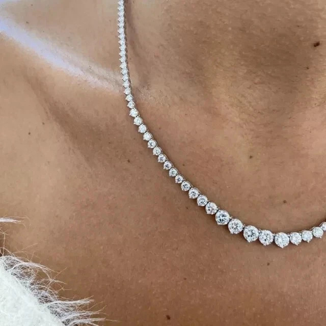 20Ct Round Cut Lab-Created Diamond Women’s Tennis Necklace 14K White Gold Plated