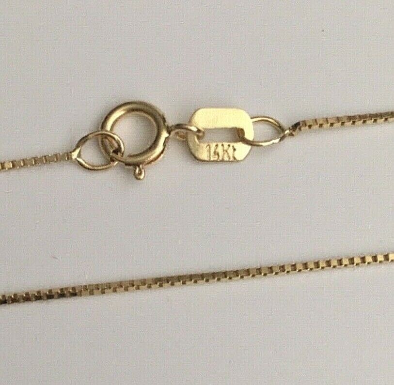 14K SOLID GOLD GUADALUPE BOX CHAIN NECKLACE 18″ /14K ORO CADENA GUADALUPE -PT307