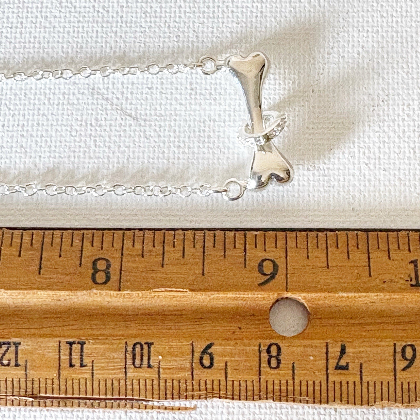 Sterling Silver Dog Bone Pave CZ Slide Pendant Necklace