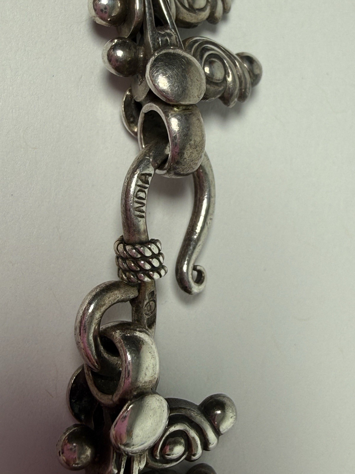 VTG Sterling Silver 17” Necklace Rajasthan India Tribal 15mm Bohemian