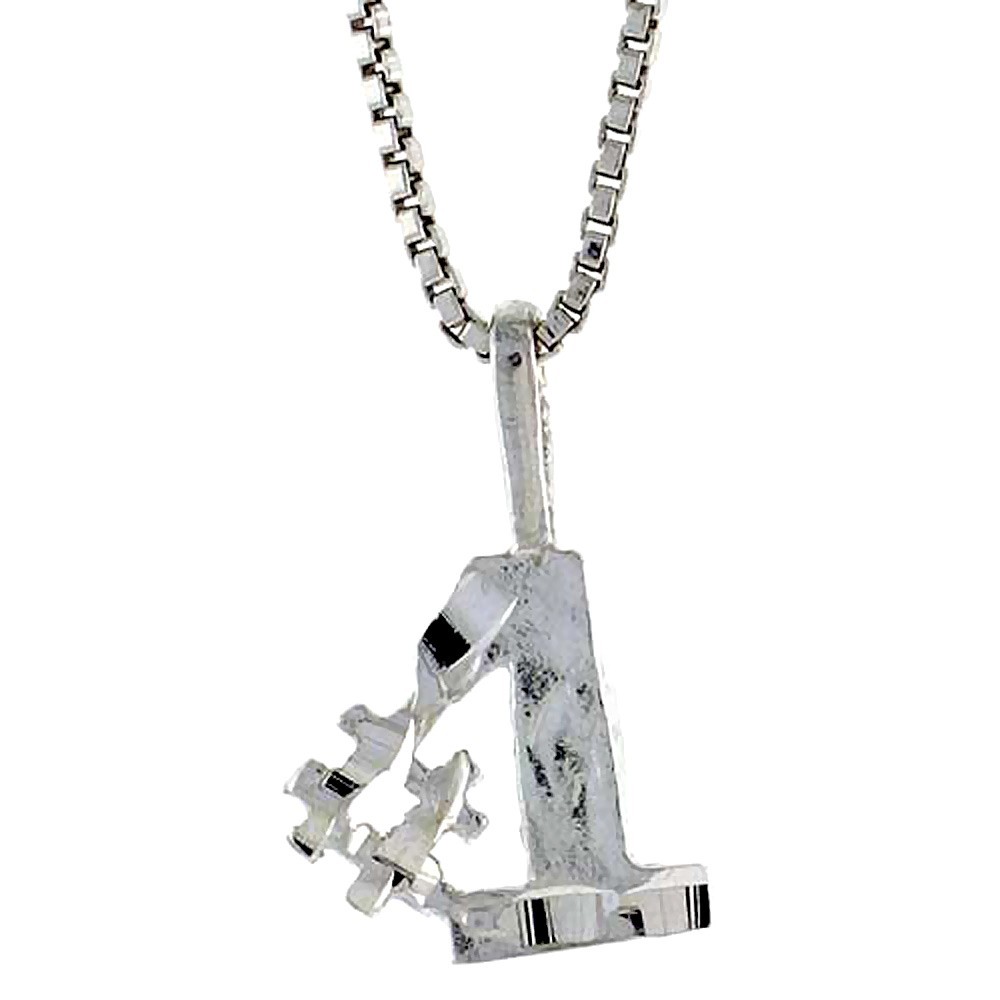 925 Sterling Silver Number One Word Charm Pendant 3/8 (10mm) Inch Tall
