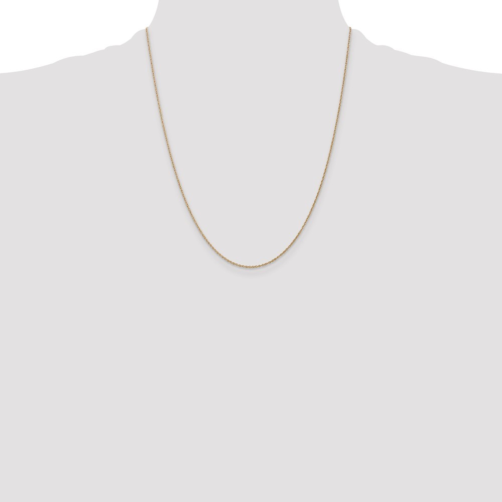 14K Yellow Gold .8mm Light Baby Rope Spring Ring Chain Necklace L-22″ 1.22gm