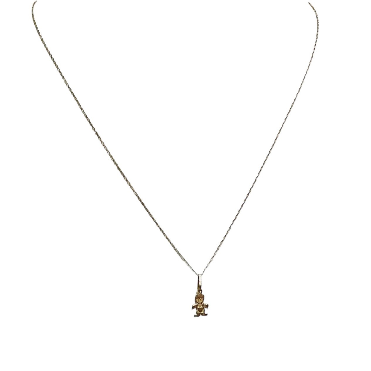 10k Gold Baby Boy Pendant Necklace Dainty Petite Chain New Mother Gift 0.7g