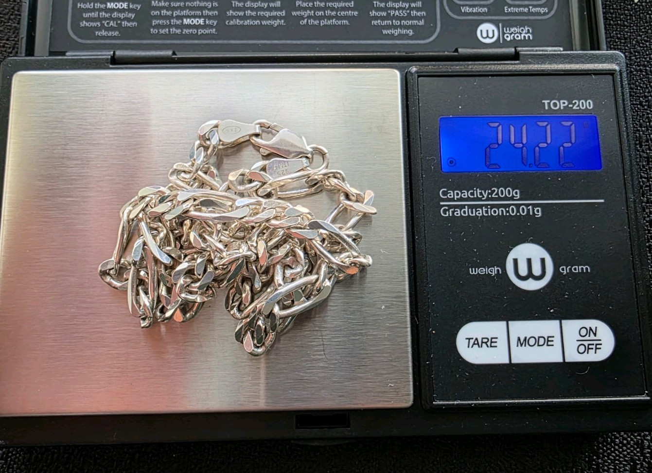 SXI Italy 925 Solid Sterling Silver Figaro Chain Necklace 20 Inch. 5.6mm Width.