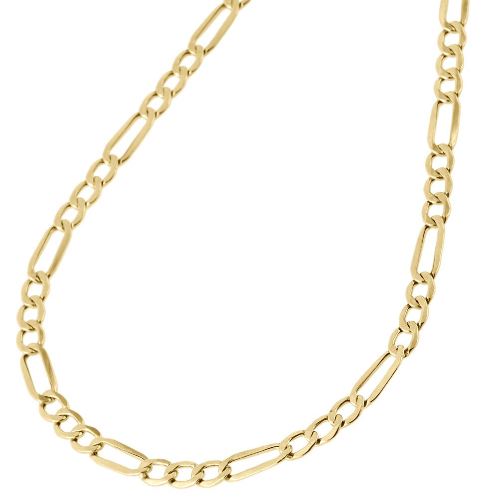 Mens Real 10K Yellow Gold Figaro Chain 4mm Necklace High Polished 16-30 Inches
