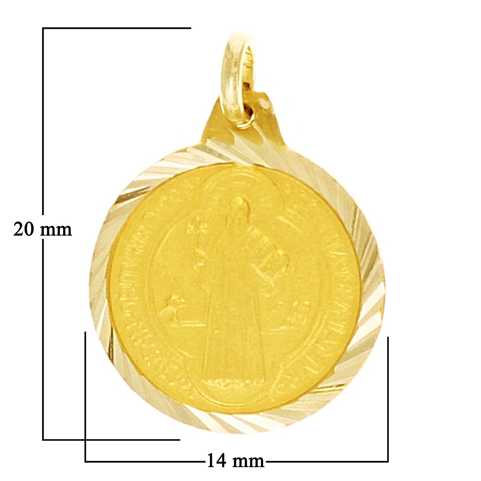 Italian 14k Yellow Gold Saint Benedict Medal Charm Pendant 20mmx14.mm 1.6 grams