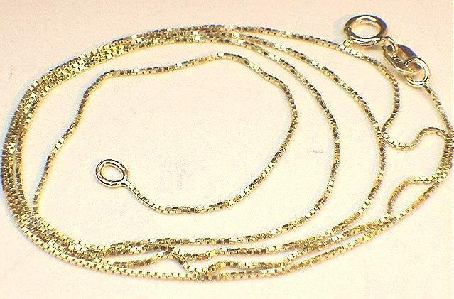 0.6MM PETITE 14K YELLOW GOLD PAVE-CUT DC BOX CHAIN NECKLACE 16-24″ 0.90-1.5GR #1