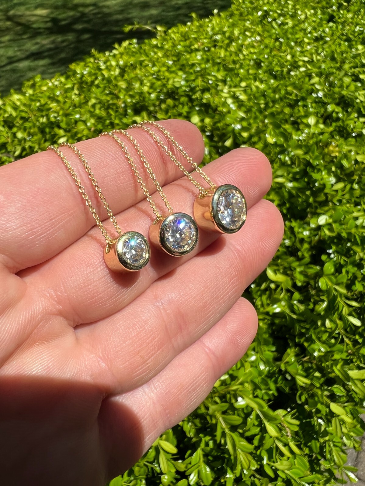 14k Gold Plated Moissanite Solitaire Pendant Necklace GRA Passes Diamond Tester