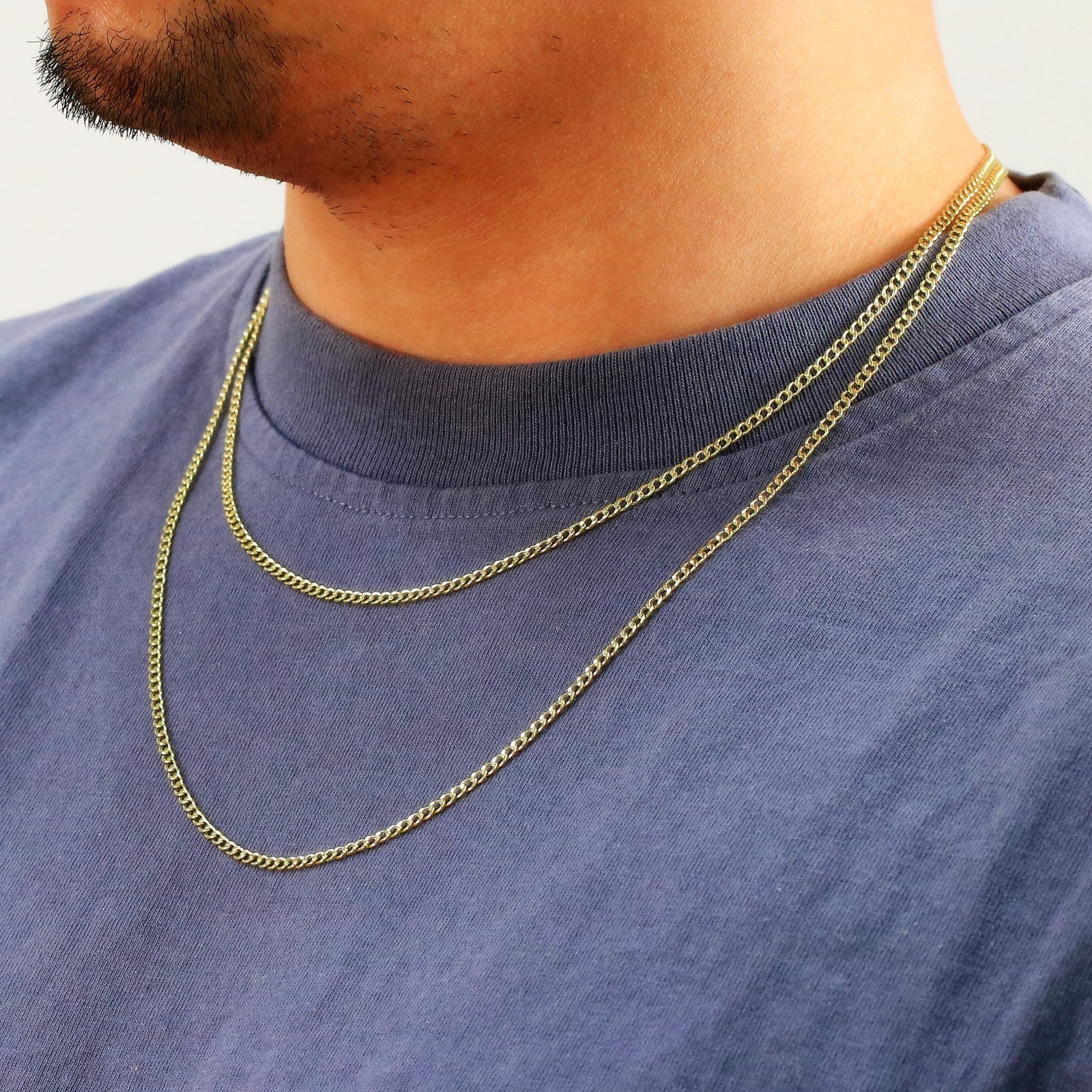 10K Yellow Gold 2.5mm Italian Cuban Curb Chain Link Necklace Mens Women 16″- 26″