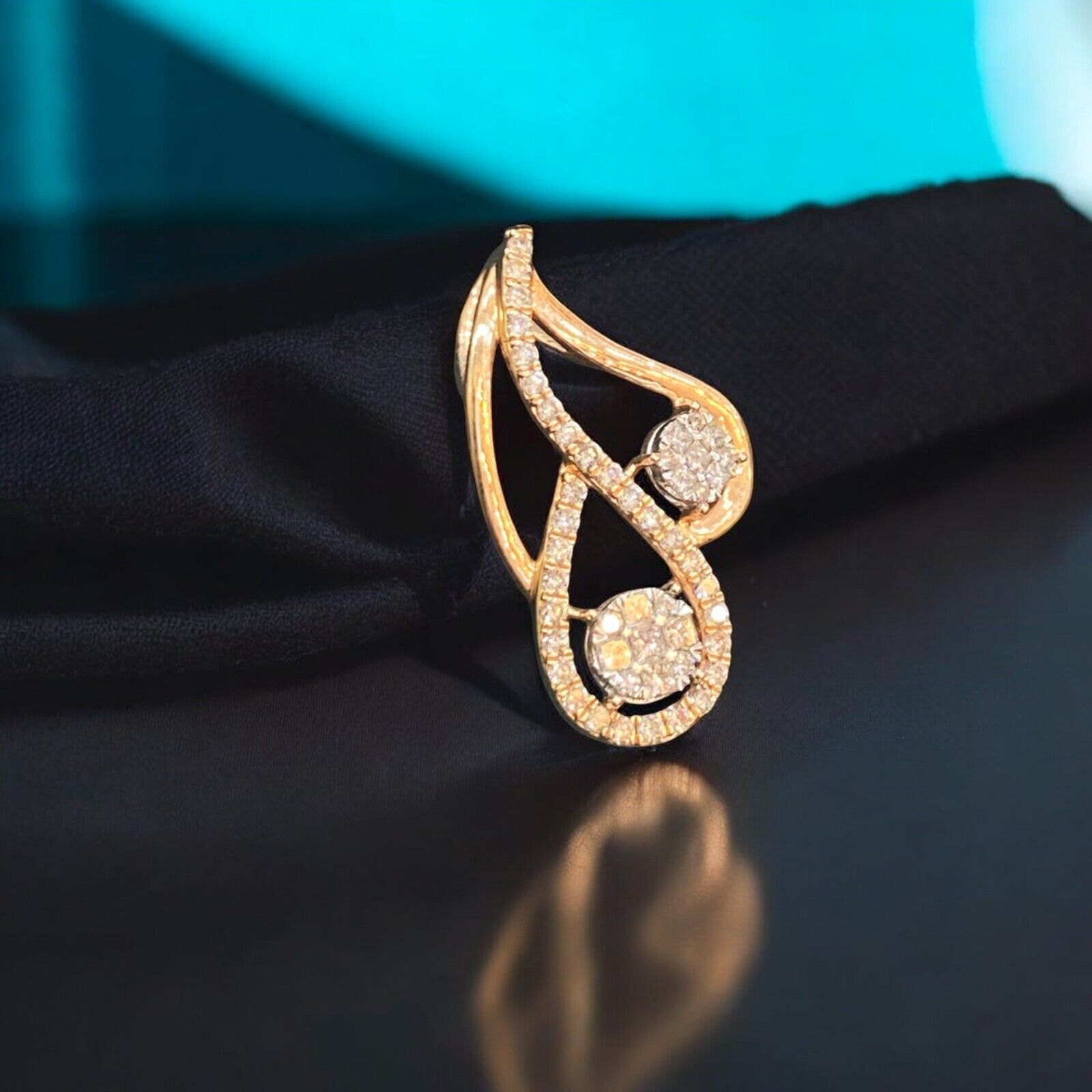 Pave 0.75 TCW Round Brilliant Cut Natural Diamonds Pendant In Certified 14K Gold
